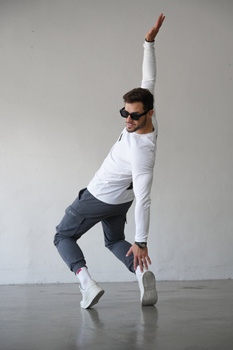 LONGSLEEVE MĘSKI BG BLUR | BIAŁY