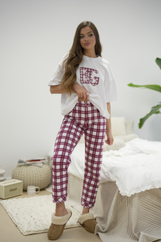 KOMPLET PIŻAMA DAMSKA BG FAMILY | BORDOWY