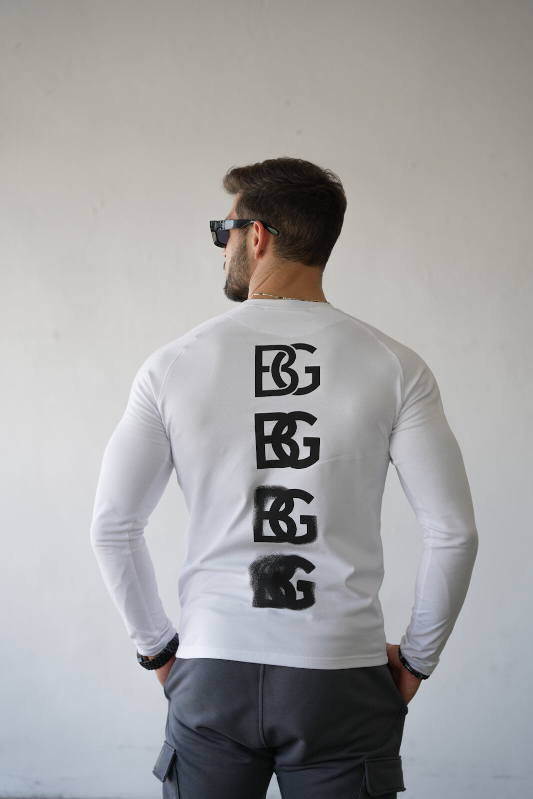 LONGSLEEVE MĘSKI BG BLUR | BIAŁY