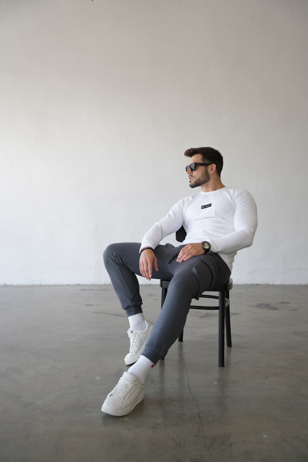 LONGSLEEVE MĘSKI BG BLUR | BIAŁY