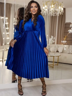 Welurowa plisowana sukienka midi Nina