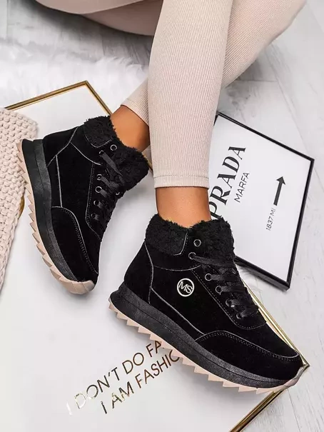 Damskie czarne ocieplane buty sportowe TL232