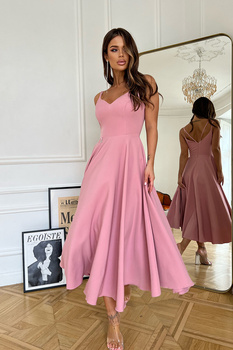 SUKIENKA MIDI NA RAMIĄCZKACH BRUDNY RÓŻ