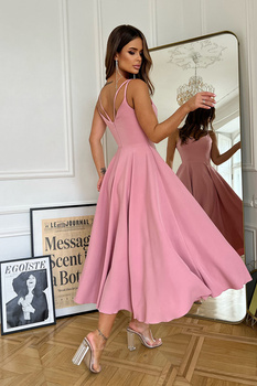 SUKIENKA MIDI NA RAMIĄCZKACH BRUDNY RÓŻ