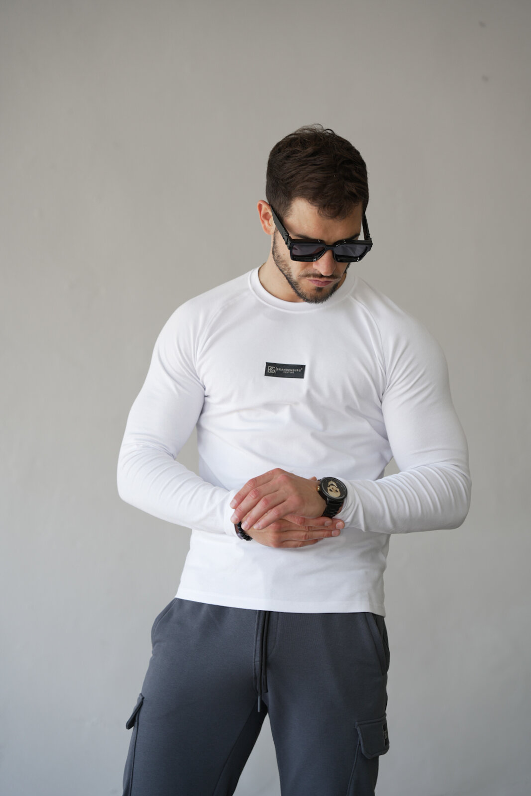 LONGSLEEVE MĘSKI BG BLUR | BIAŁY