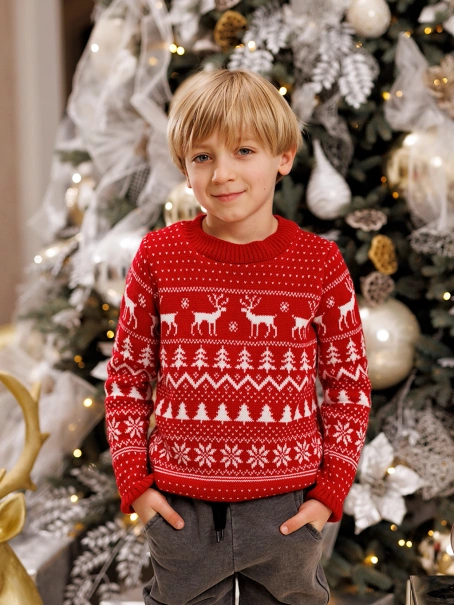 Dziecięcy sweter świąteczny czerwony 82312