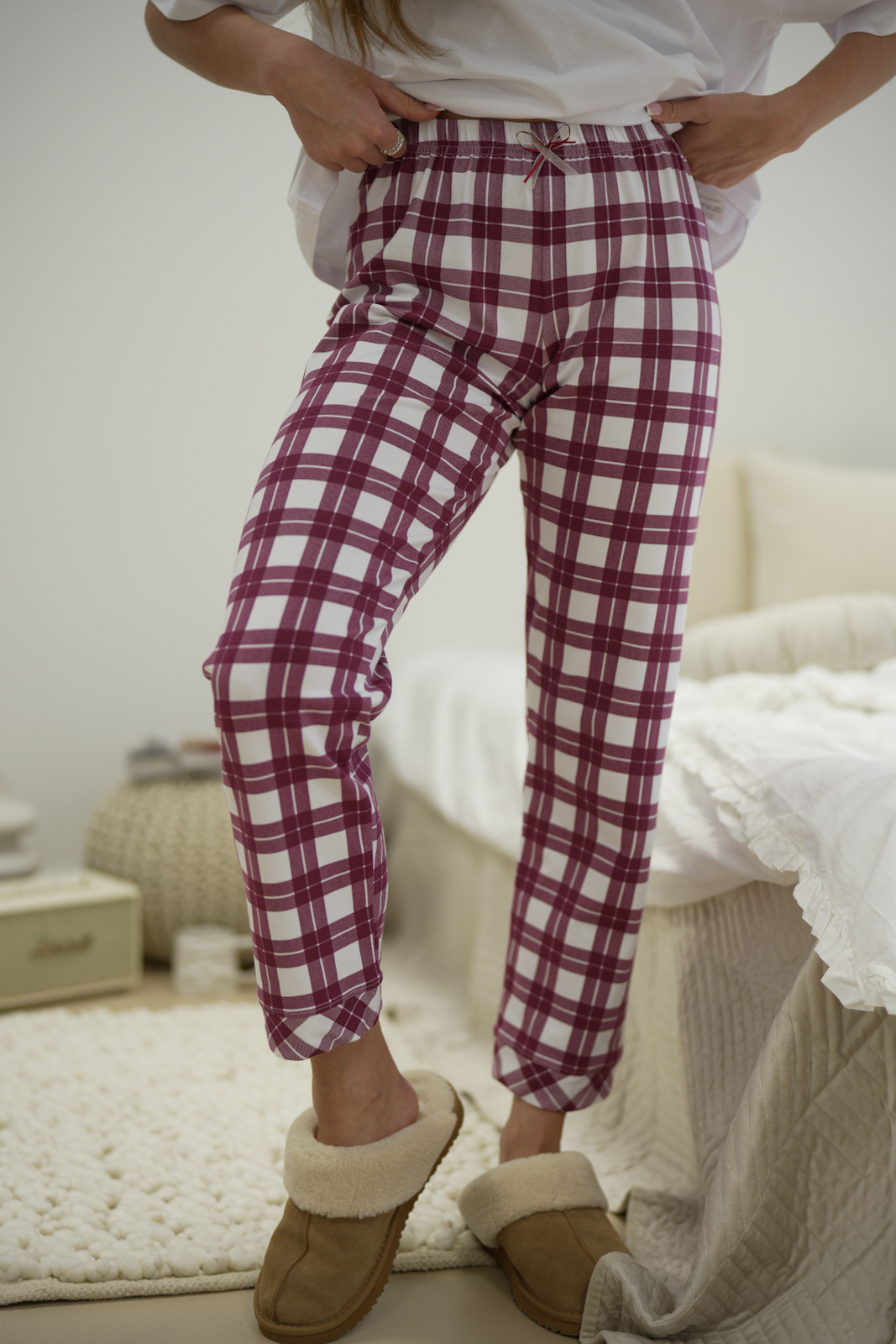 KOMPLET PIŻAMA DAMSKA BG FAMILY | BORDOWY