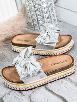 Damskie klapki srebrne P5113S